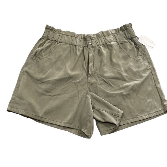 Wonderly Shorts Women's Size 16W Olive Green Tencel Blend Elastic Waist High Wst - Picture 1 of 14